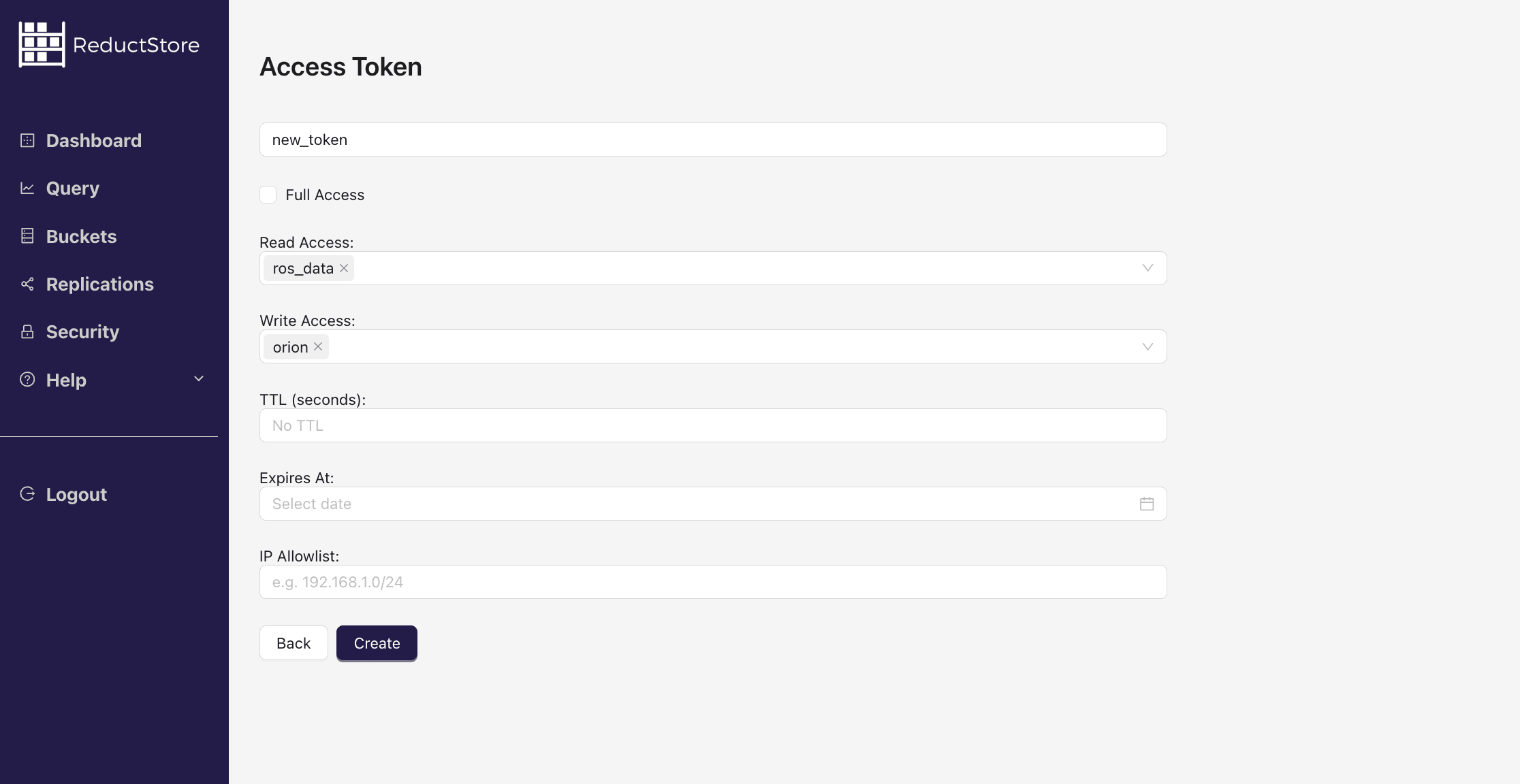 Create Access Token Form