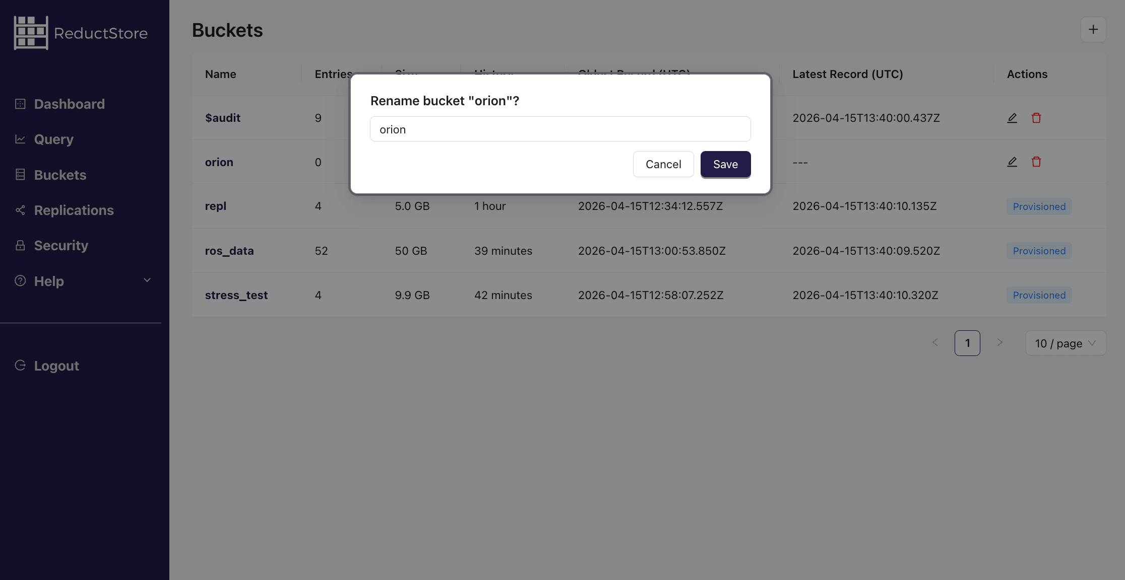 Remove a bucket with Web Console