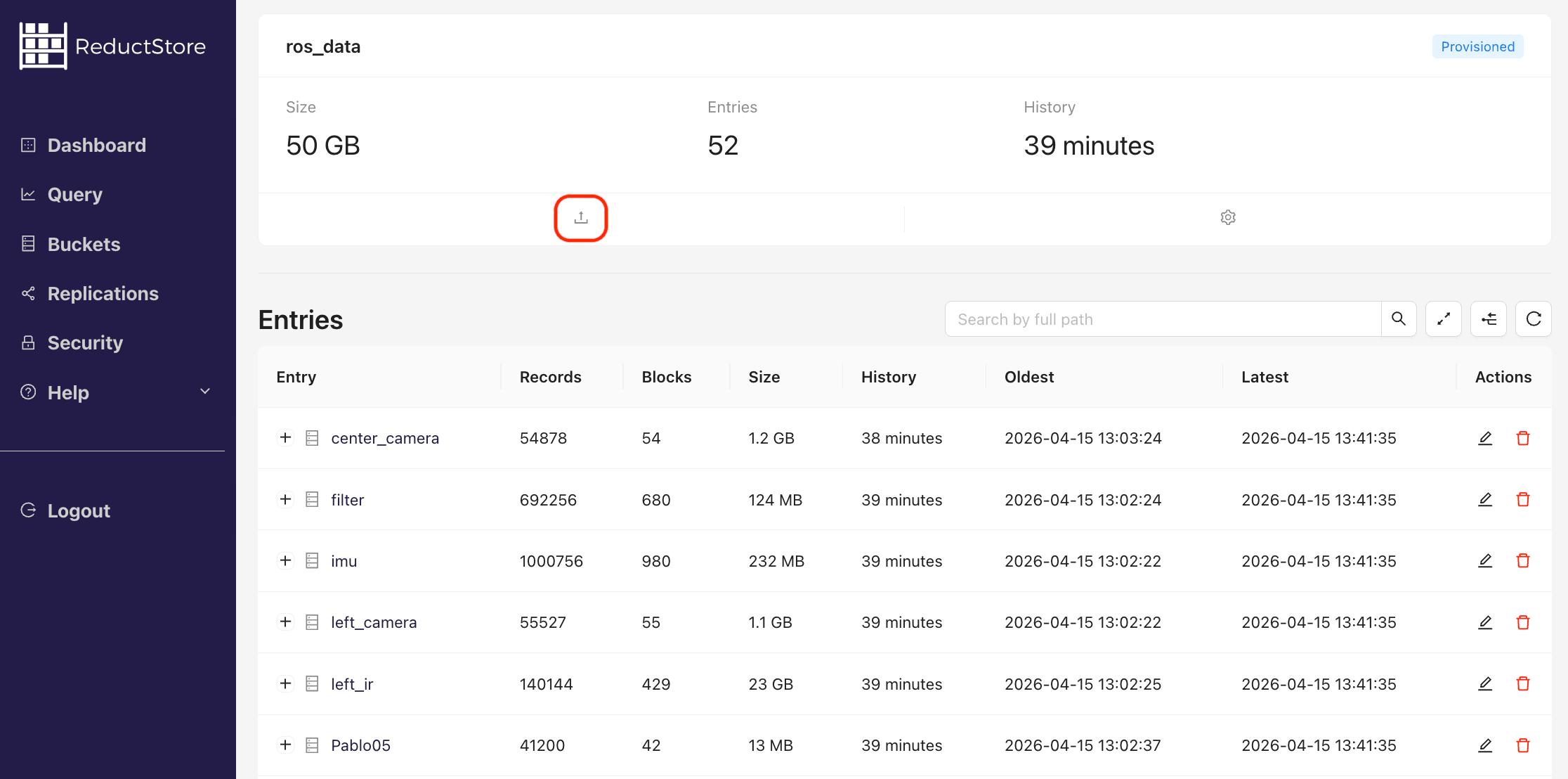 Browse a bucket with Web Console