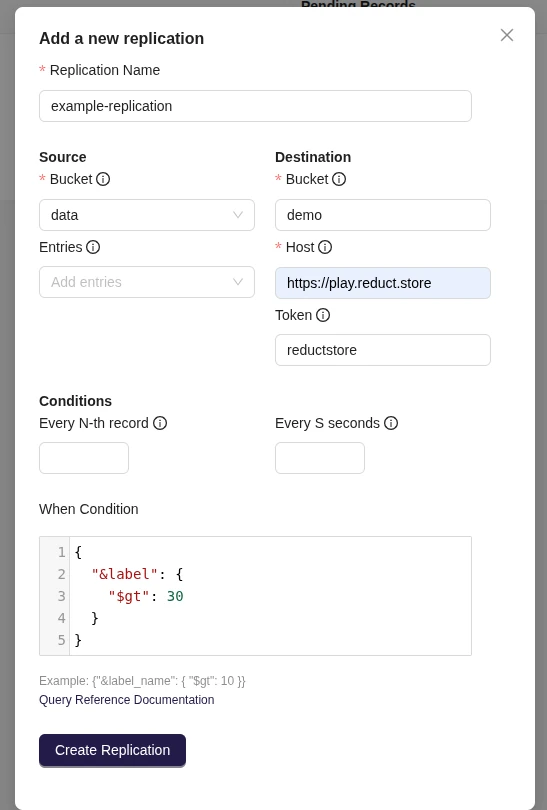 Create Replication Task Dialog