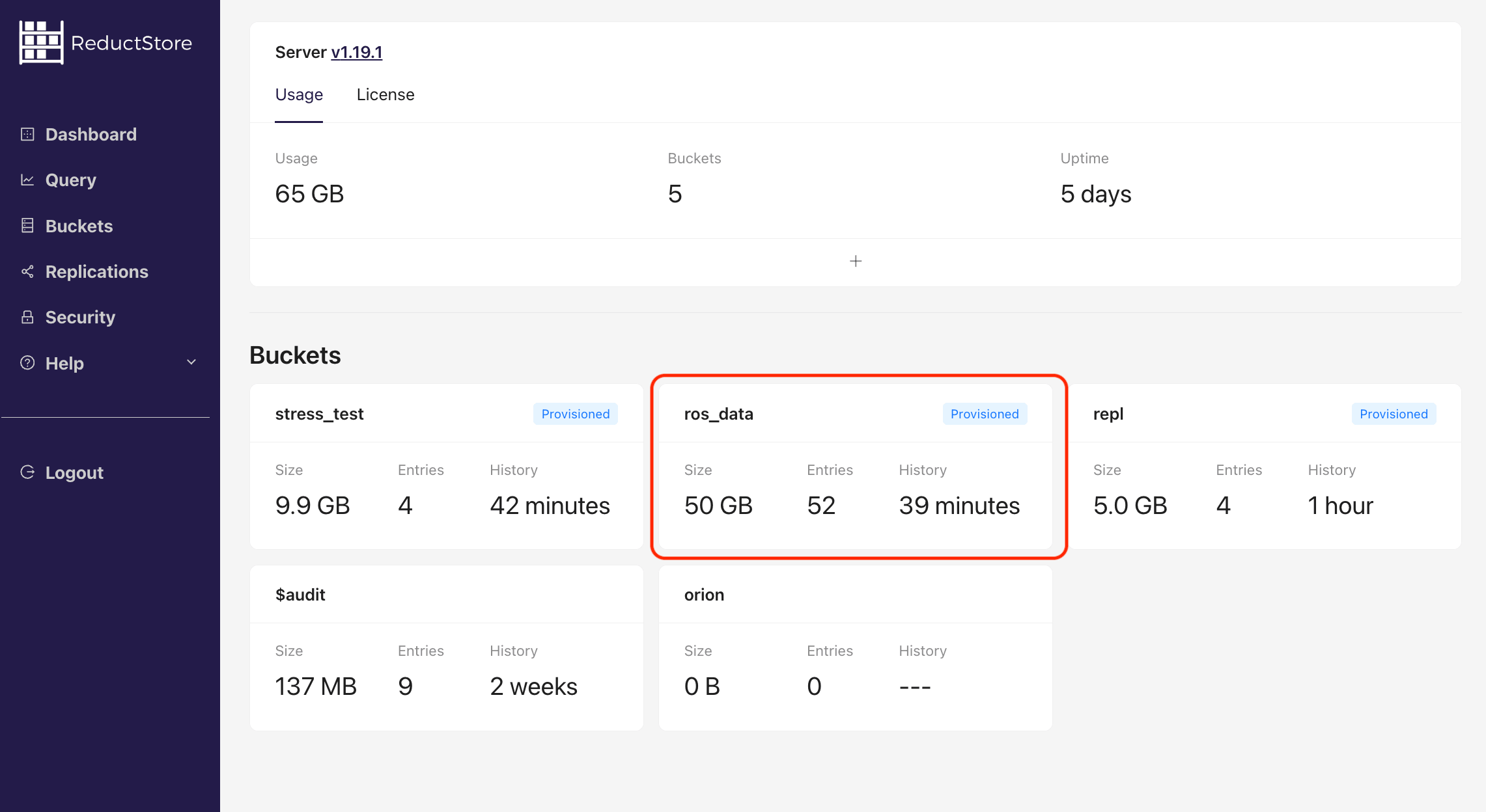 Browse buckets with Web Console